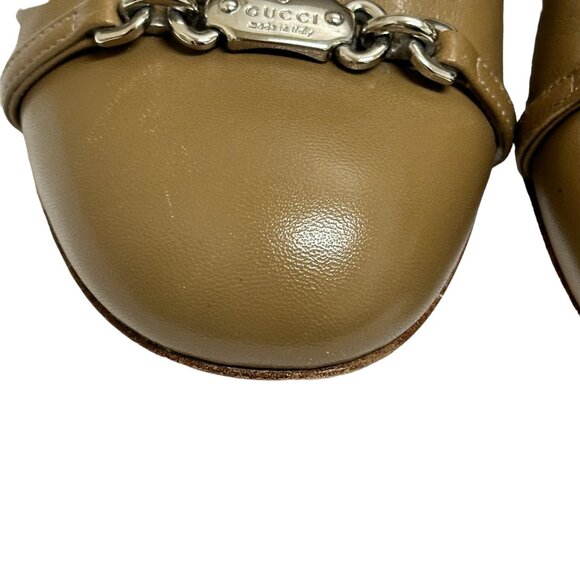 GUCCI Tan Leather Round Toe Pumps,  Size 37.5 - Picture 5 of 13